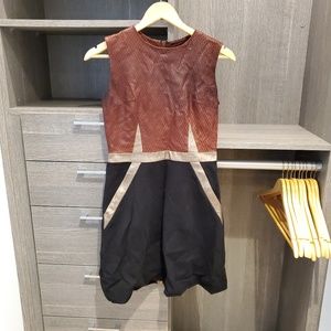 Catherine Deane Leather and Gold dress